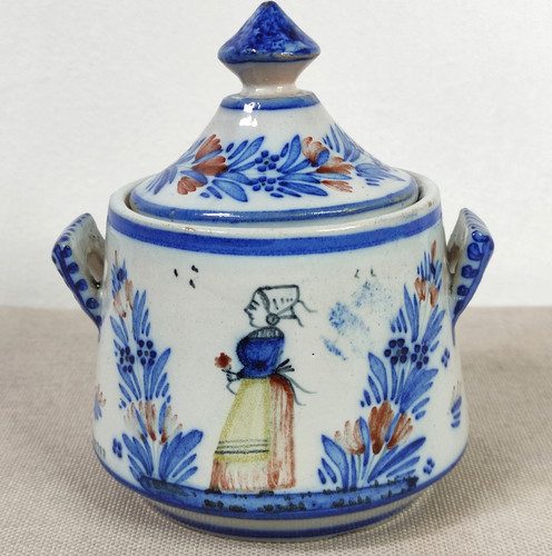 Quimper sugar bowl with lid - quimper,