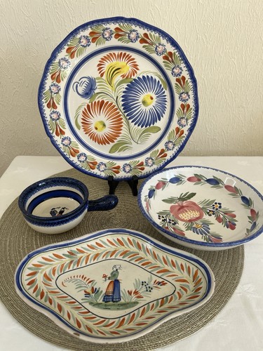 Quimper faience plates bowls - faience,